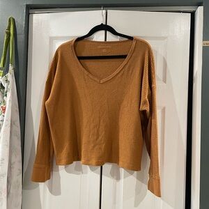 American Eagle Outfitters Mustard Yellow Waffle Knit Top